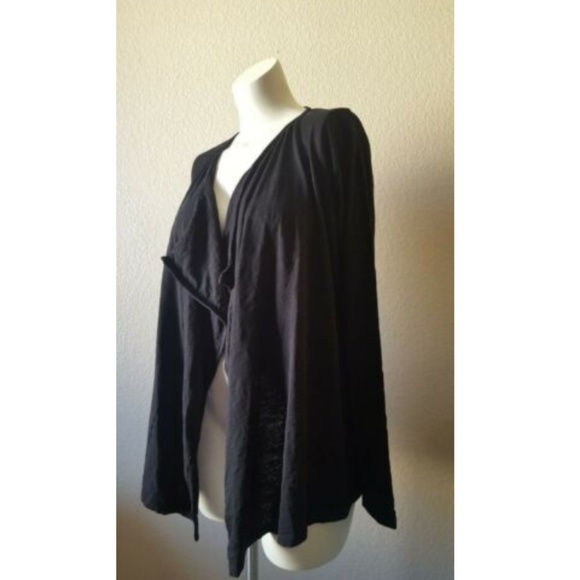 MOD-O-DOC Draped Knit Open Front Cardigan Sweater Black L New - Picture 5 of 6